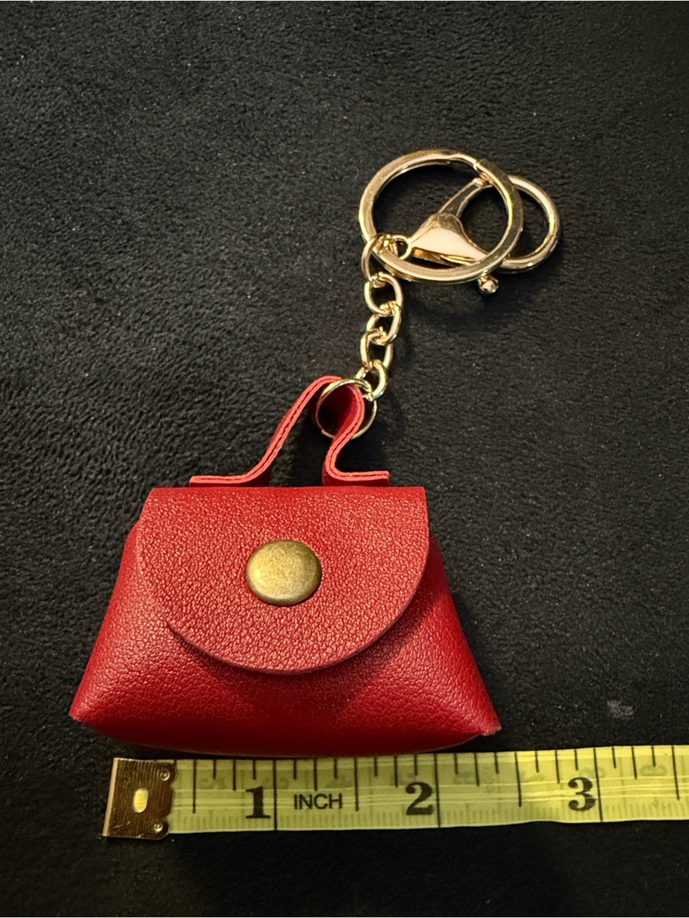 Red Mini Purse Keychain with Gold Hardware